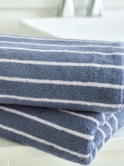 Deyongs Blue Malmo 100% Cotton Stripe Towel - Image 2 of 3