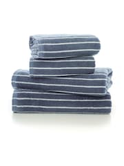 Deyongs Blue Malmo 100% Cotton Stripe Towel - Image 3 of 3