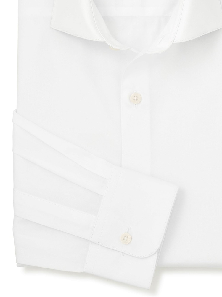 Weiß - Savile Row Company Slim-Fit-Baumwolltwill-Hemd mit einfacher Manschette, formell - Bild 2 von 3 Weiß - Savile Row Company Slim-Fit-Baumwolltwill-Hemd mit einfacher Manschette, formell - Bild 2 von 3