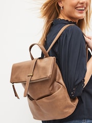 Tan Brown Casual Flap Backpack - Image 1 of 9