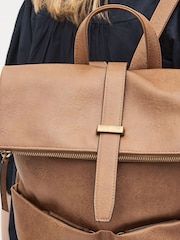 Tan Brown Casual Flap Backpack - Image 2 of 9