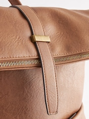 Tan Brown Casual Flap Backpack - Image 7 of 9