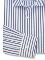 Společenská pruhovaná košile Savile Row Company Slim Fit z bavlněného popelínu s jednoduchými manžetami - Obrázek 2 z 3