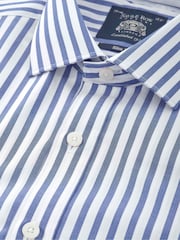 Společenská pruhovaná košile Savile Row Company Slim Fit z bavlněného popelínu s jednoduchými manžetami - Obrázek 3 z 3