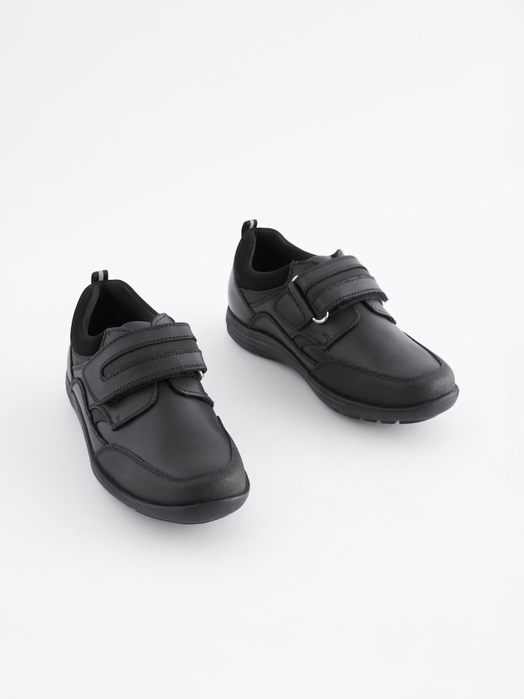 Black Standard Fit (F) School Leather Single Strap Shoes - Image 1 of 7