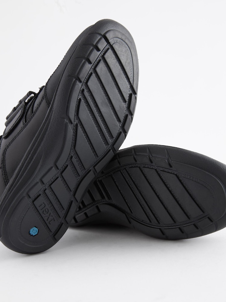 Black Standard Fit (F) School Leather Single Strap Shoes - Image 6 of 7