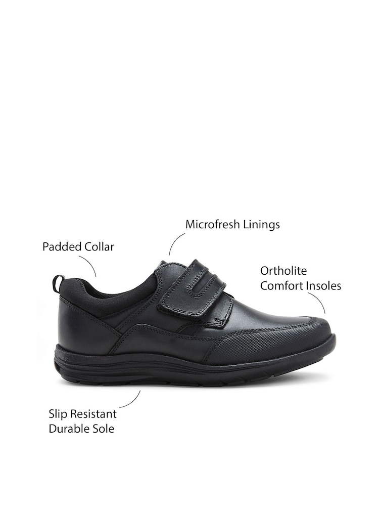 Black Standard Fit (F) School Leather Single Strap Shoes - Image 7 of 7