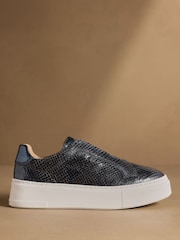 Russell & Bromley Navy Snake Park Mid Flatform Laceless Trainers - Image 2 of 7