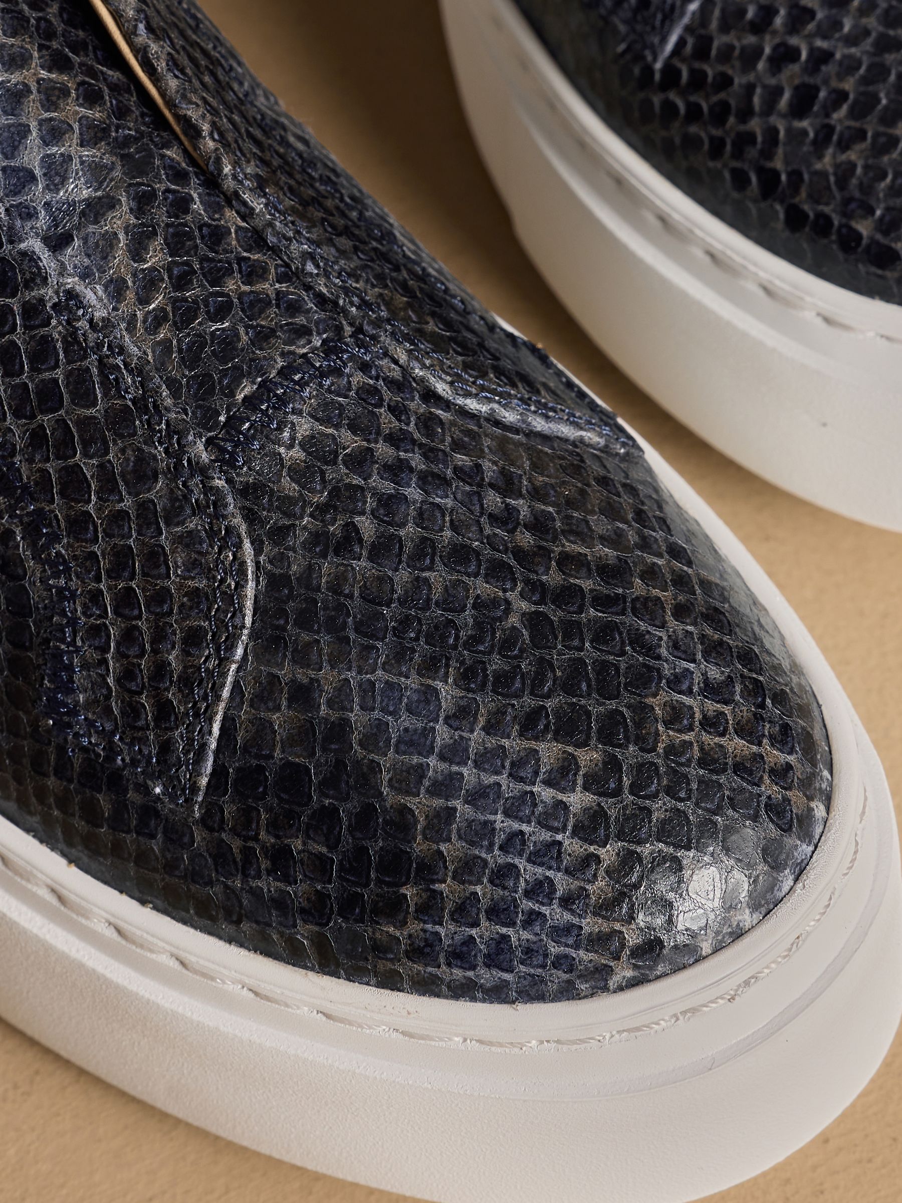 White Baby Python Snakes Buy Russell & Bromley Navy Snake Park Mid Flatform Laceless Trainers ...