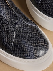 Russell & Bromley Navy Snake Park Mid Flatform Laceless Trainers - Image 4 of 7
