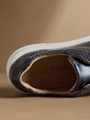 Russell & Bromley Navy Snake Park Mid Flatform Laceless Trainers - Image 5 of 7