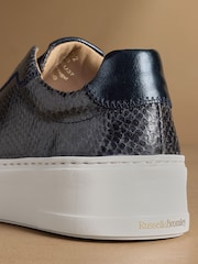 Russell & Bromley Navy Snake Park Mid Flatform Laceless Trainers - Image 6 of 7