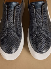 Russell & Bromley Navy Snake Park Mid Flatform Laceless Trainers - Image 7 of 7