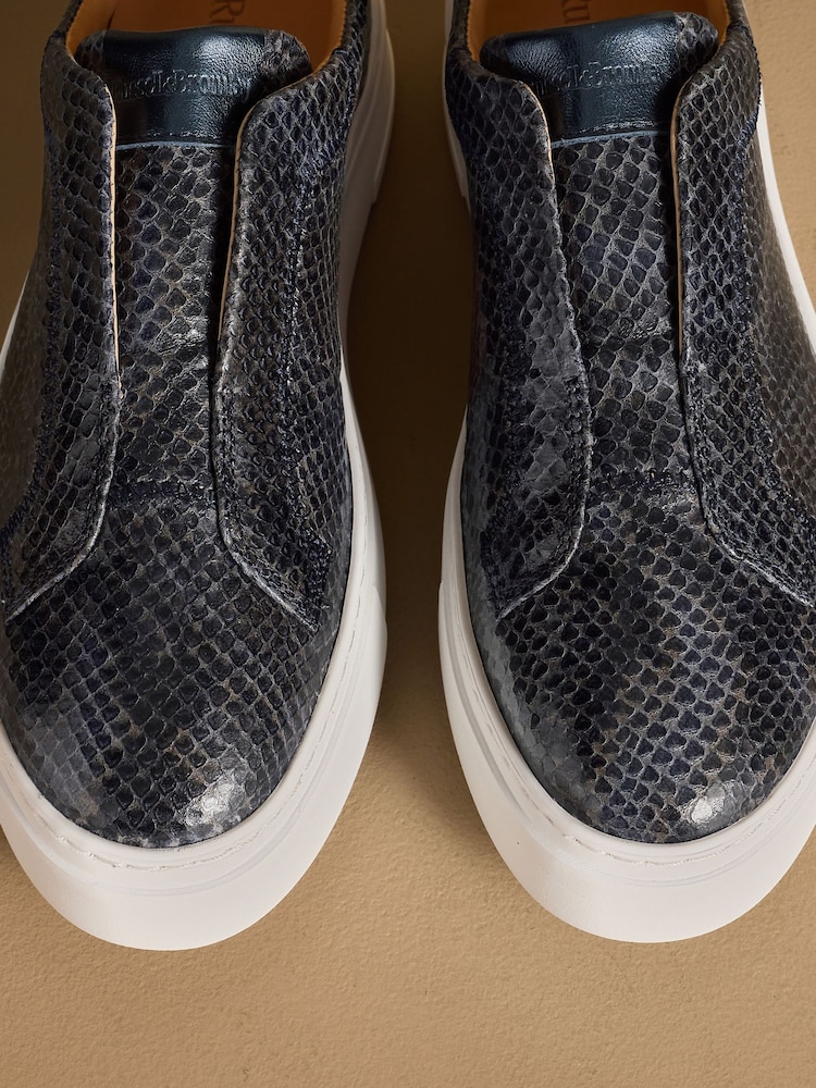 Russell & Bromley Navy Snake Park Mid Flatform Laceless Trainers - Image 7 of 7