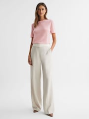 Reiss Light Pink Alicia Knitted Crew Neck T-Shirt - Image 3 of 5