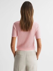 Reiss Light Pink Alicia Knitted Crew Neck T-Shirt - Image 5 of 5