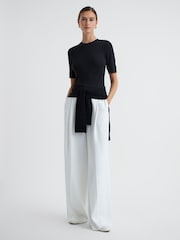 Reiss Charcoal Alina Casual Wool Marl T-Shirt - Image 1 of 5
