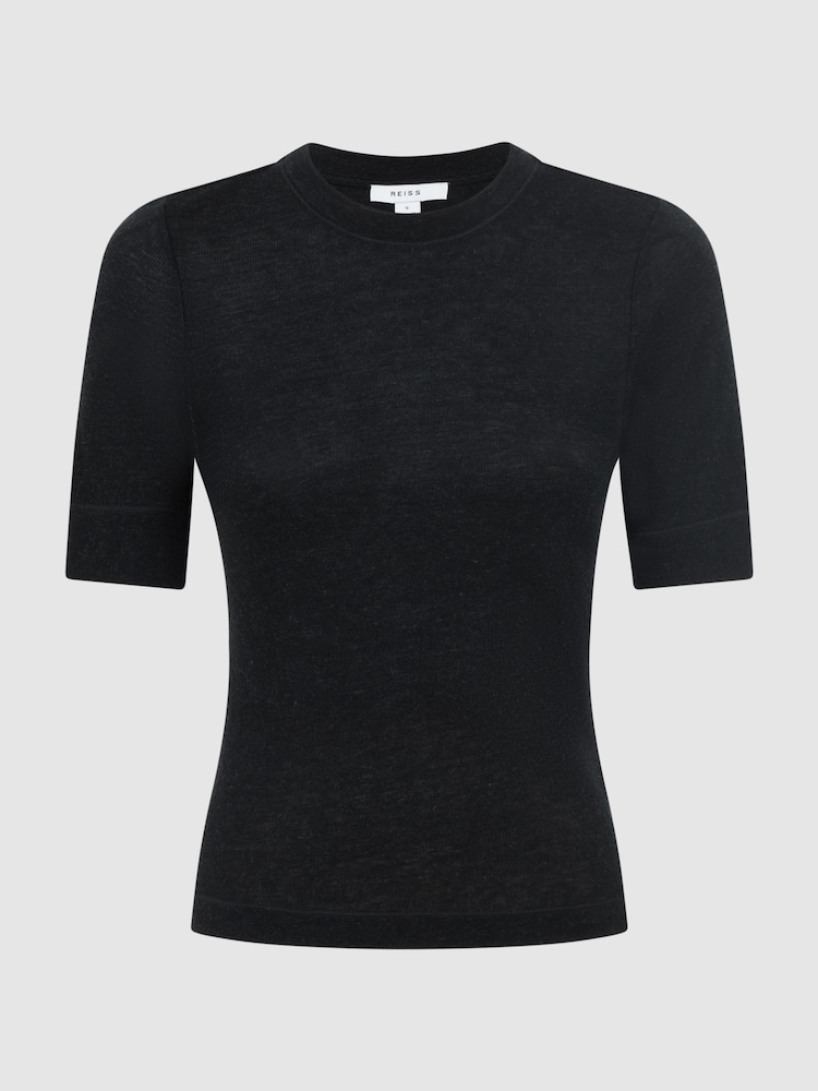 Reiss Charcoal Alina Casual Wool Marl T-Shirt - Image 2 of 5