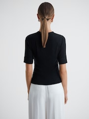 Reiss Charcoal Alina Casual Wool Marl T-Shirt - Image 5 of 5