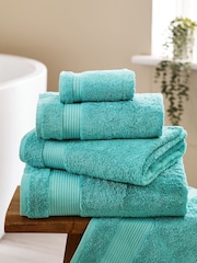 Blue Teal Bright Egyptian Cotton Towel - Image 1 of 5