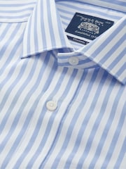 Savile Row Company Sky Blue Classic Fit Striped Cotton Poplin Single Cuff Formal Shirt - Image 3 of 3