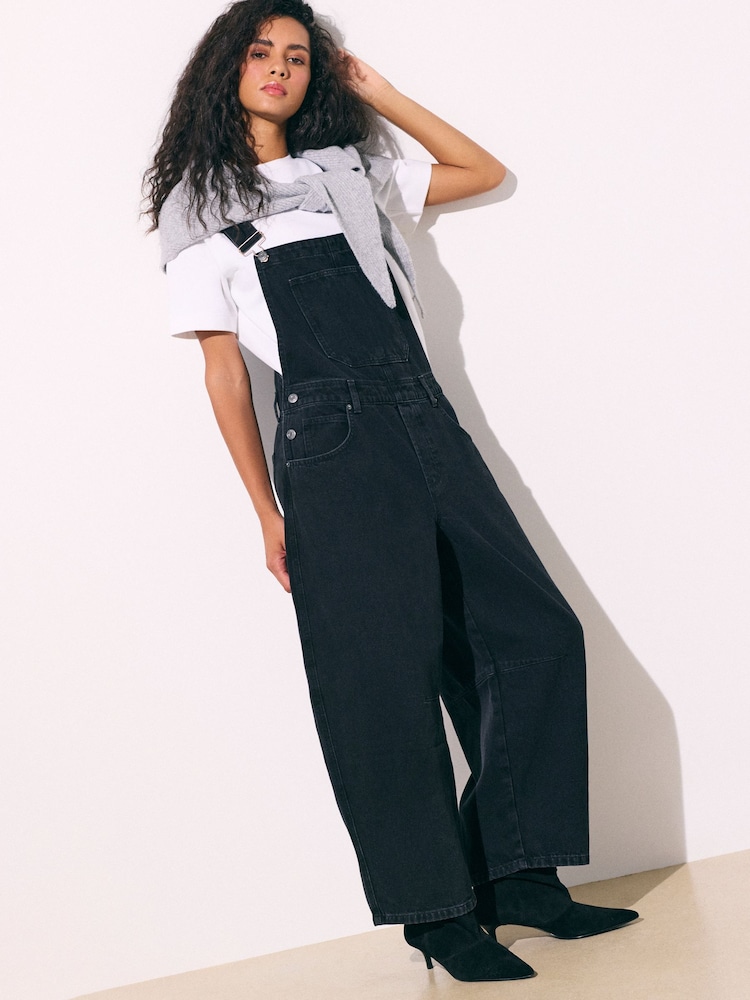 Black Denim Barrel Dungaree Jumpsuit - Image 2 of 10 Black Denim Barrel Dungaree Jumpsuit - Image 2 of 10