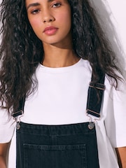 Black Denim Barrel Dungaree Jumpsuit - Image 5 of 10