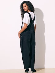 Black Denim Barrel Dungaree Jumpsuit - Image 6 of 10