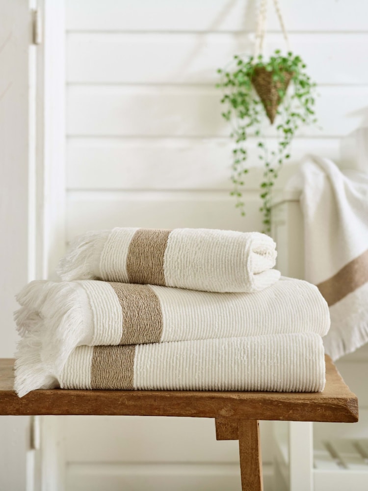 The Lyndon Company Natural Oakwood 100% Cotton Ridge Textured Towel - Image 1 of 2 The Lyndon Company Natural Oakwood 100% Cotton Ridge Textured Towel - Image 1 of 2