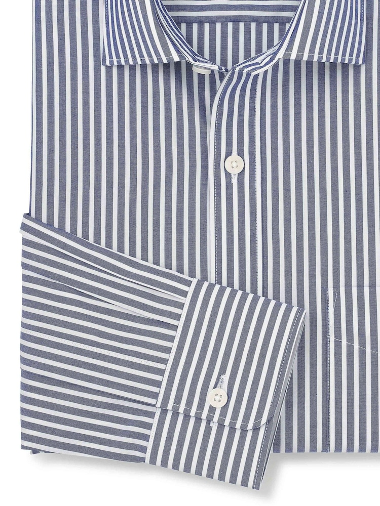 Camisa de vestir de popelina de algodón a rayas con puños sencillos y corte tradicional de Savile Row Company - Imagen 3 de 3 Camisa de vestir de popelina de algodón a rayas con puños sencillos y corte tradicional de Savile Row Company - Imagen 3 de 3
