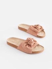 Pink Suede Bow Sliders - Image 3 of 8