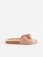 Pink Suede Bow Sliders - Image 4 of 8