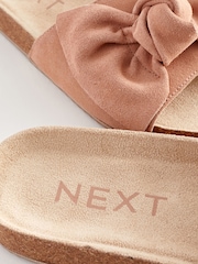 Pink Suede Bow Sliders - Image 7 of 8
