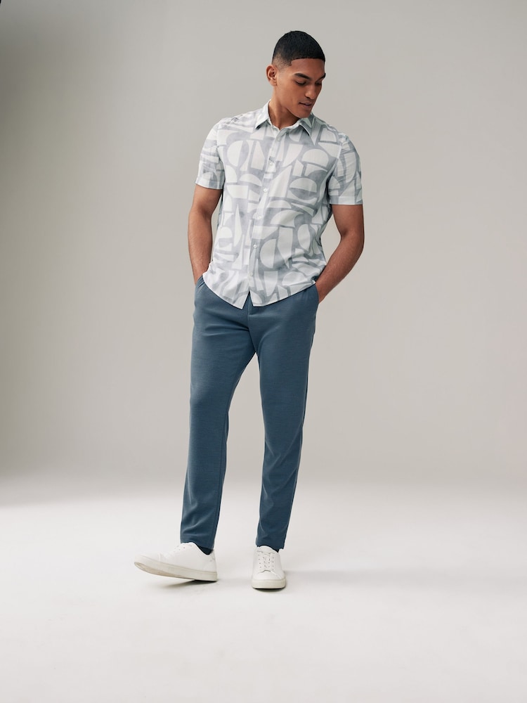 Grey Printed Short Sleeve Shirt - Image 2 of 8 Grey Printed Short Sleeve Shirt - Image 2 of 8