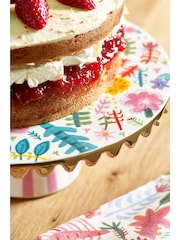 Lucy Tiffney Floral Scallop Edge Cake Stand - Image 2 of 5
