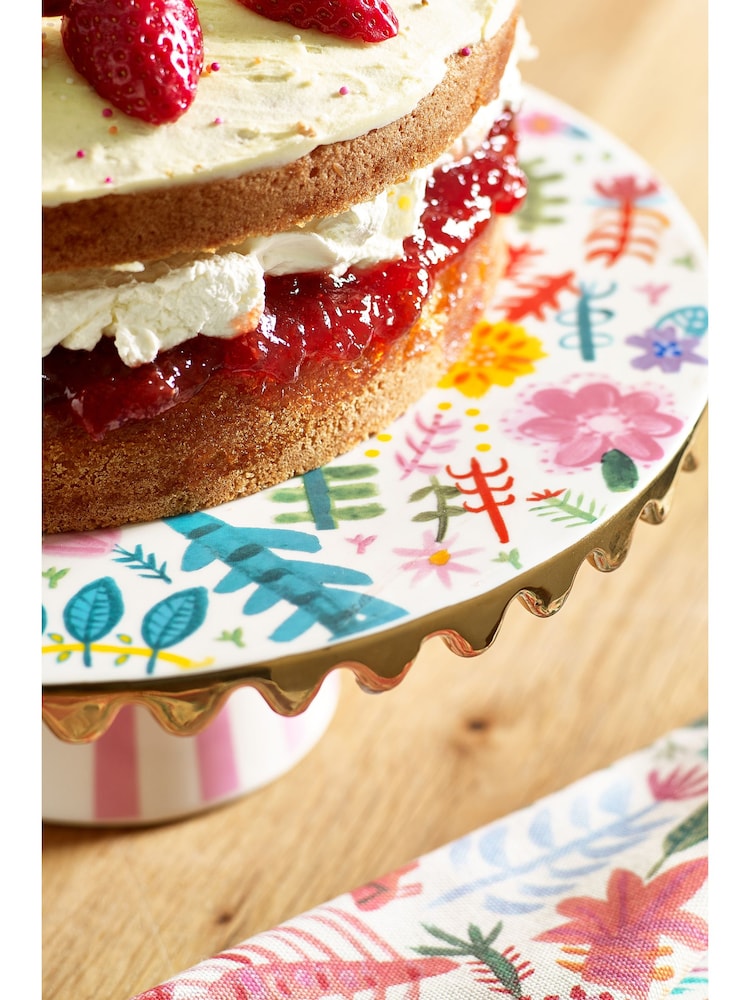 Lucy Tiffney Floral Scallop Edge Cake Stand - Image 2 of 5
