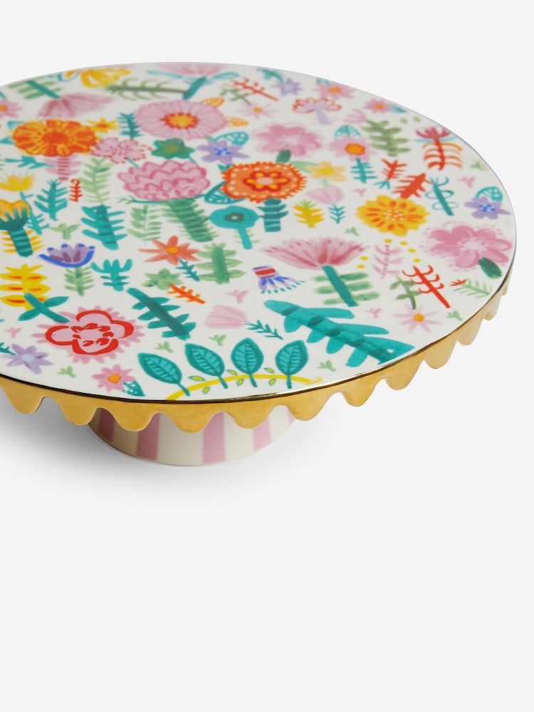 Lucy Tiffney Floral Scallop Edge Cake Stand - Image 5 of 5