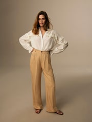 Laura Ashley Stone Wide Leg Tencel Trousers - Image 1 of 4