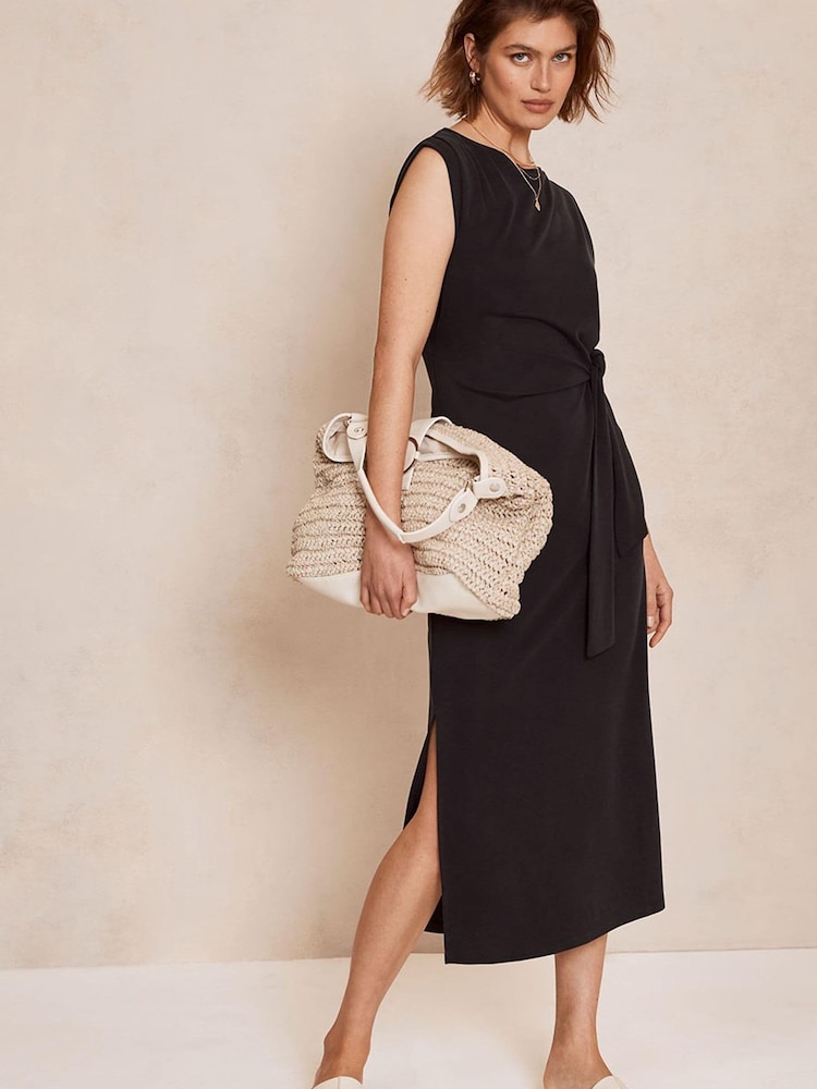 Mint Velvet Grey Tie Side Midi Dress - Image 1 of 7 Mint Velvet Grey Tie Side Midi Dress - Image 1 of 7