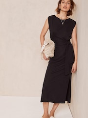 Mint Velvet Grey Tie Side Midi Dress - Image 3 of 7