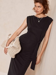 Mint Velvet Grey Tie Side Midi Dress - Image 4 of 7