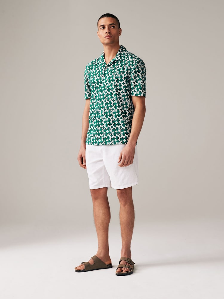 Green Geo Print Short Sleeve Shirt - Image 2 of 7