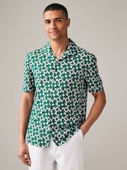 Green Geo Print Short Sleeve Shirt - Image 3 of 7