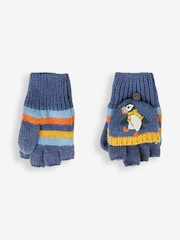 JoJo Maman Bébé Indigo Puffin Striped Gloves - Image 2 of 3