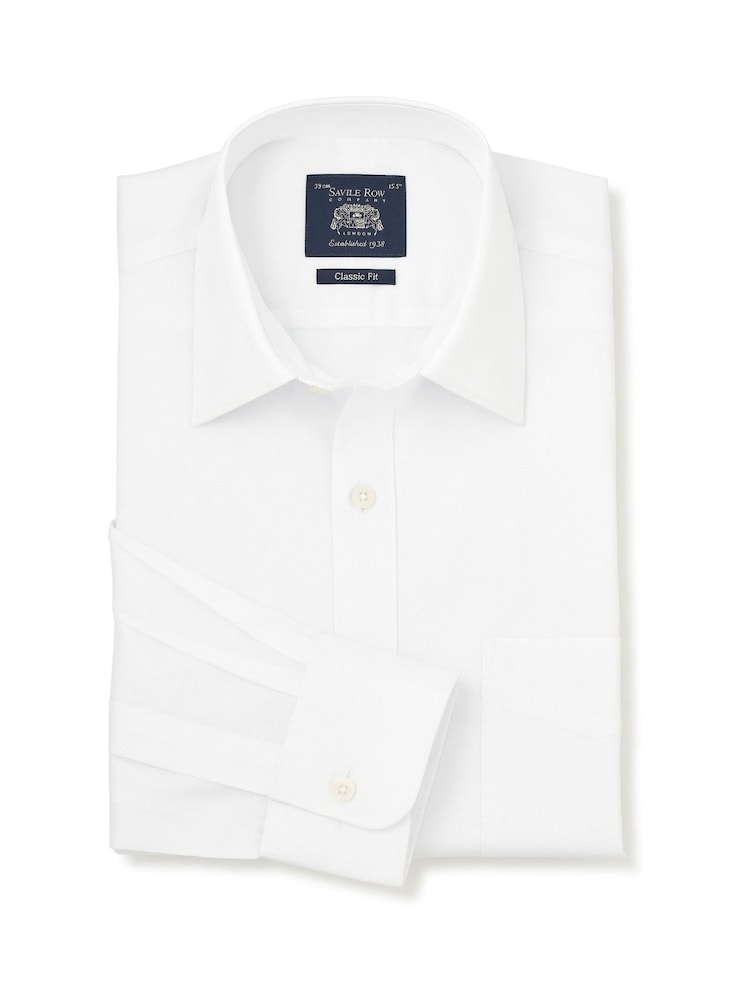 Savile Row Company Classic Fit Cotton Dobby Classic Fit Single Cuff Formal Shirt - Obrázek 1 z 3