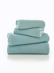 Deyongs Blue Sereno 100% Cotton Soft Ribbed Textured Towel - Image 2 of 2