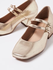 Metaliczne skórzane buty Oliver Bonas Mary Jane na obcasie - Image 6 of 8