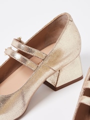 Metaliczne skórzane buty Oliver Bonas Mary Jane na obcasie - Image 7 of 8