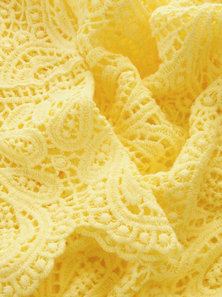 Yellow Slash Neck Crochet Beach Cover-Up - Image 6 of 6