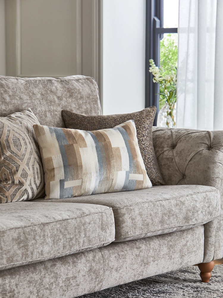Natural Cut Velvet Retro Etch 40 x 59cm Cushion - Image 1 of 5